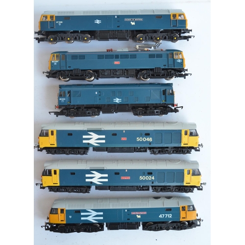 24 - Twelve previously run boxed OO gauge electric diesel locomotive train models (3x Class 25, 2x Class ... 