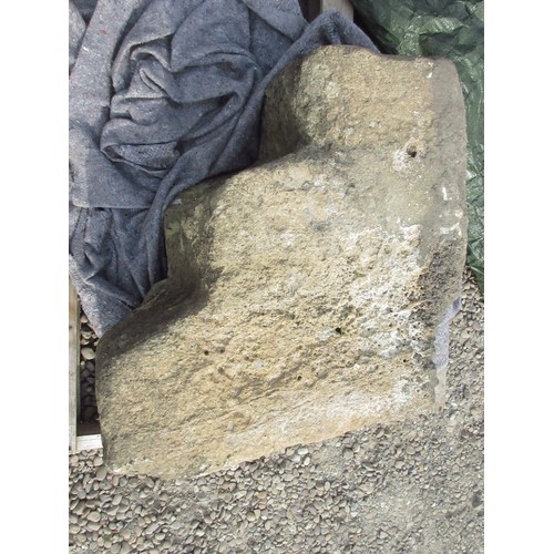 257A - Stone three step mounting block, H66cm W60 D34cm