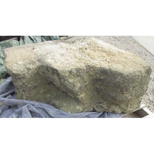 257A - Stone three step mounting block, H66cm W60 D34cm