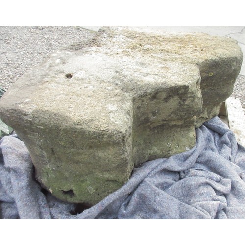 257A - Stone three step mounting block, H66cm W60 D34cm