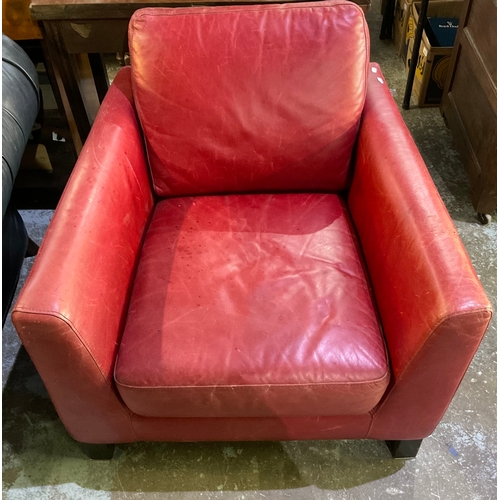 739A - Art deco style club chair in red leather