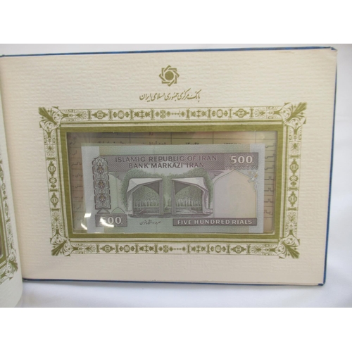 216 - Bank Markazi Jomhouri Islami Iran Issue Department, banknote folder cont. 7 Iranian banknotes