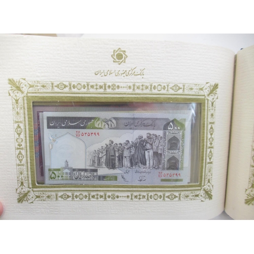 216 - Bank Markazi Jomhouri Islami Iran Issue Department, banknote folder cont. 7 Iranian banknotes