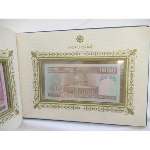 216 - Bank Markazi Jomhouri Islami Iran Issue Department, banknote folder cont. 7 Iranian banknotes