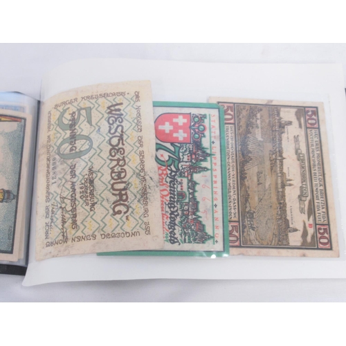 218 - Notes Collection Book containing German Pfennigs & Marks bank notes, from Stadt Rinteln, Notgeld Rat... 