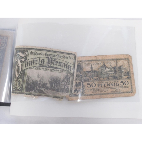 218 - Notes Collection Book containing German Pfennigs & Marks bank notes, from Stadt Rinteln, Notgeld Rat... 