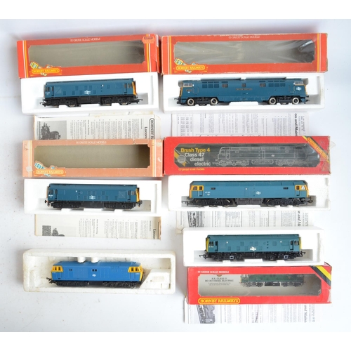 27 - Nine previously run boxed OO gauge electric diesel locomotive train models (4x Class 25, 2x Class 29... 