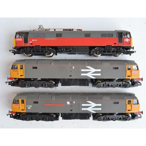 30 - Six previously run boxed OO gauge electric diesel locomotive train models from Hornby, all BR Railfr... 