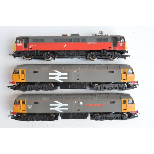 30 - Six previously run boxed OO gauge electric diesel locomotive train models from Hornby, all BR Railfr... 