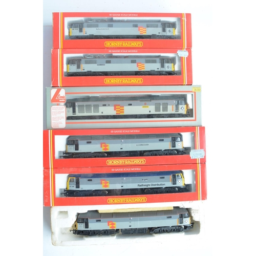 31 - Six previously run boxed OO gauge electric diesel locomotive train models in BR Railfreight fleet an... 