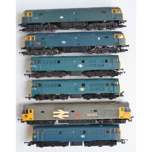 34 - Thirteen previously run OO gauge electric diesel locomotive train models from Hornby, Airfix, Tri-an... 