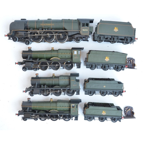 41 - Four kitbuilt white metal and brass OO gauge steam locomotive models in BR green livery, all with bo... 