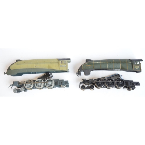 50 - Three kitbuilt white metal and brass OO gauge Class A4 electric steam locomotive models with boxes