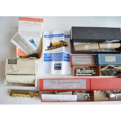 53 - Collection of unbuilt and partially built white metal and brass locomotive models and parts includin... 