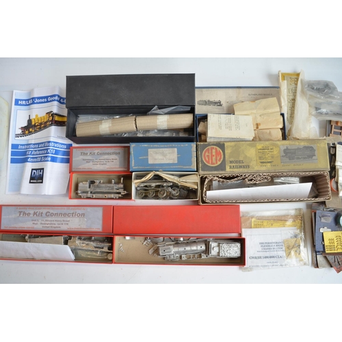 53 - Collection of unbuilt and partially built white metal and brass locomotive models and parts includin... 