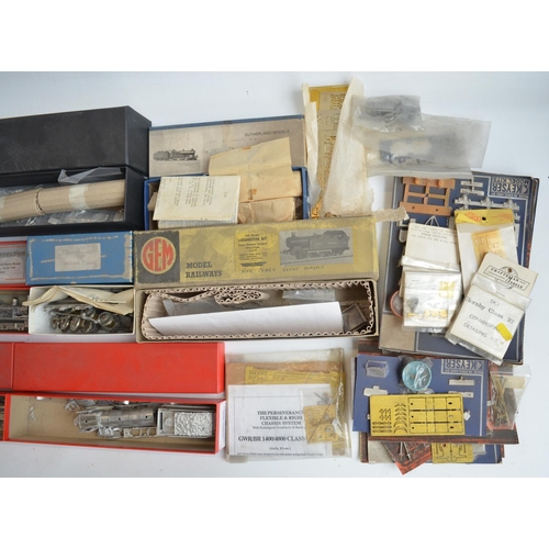 53 - Collection of unbuilt and partially built white metal and brass locomotive models and parts includin... 