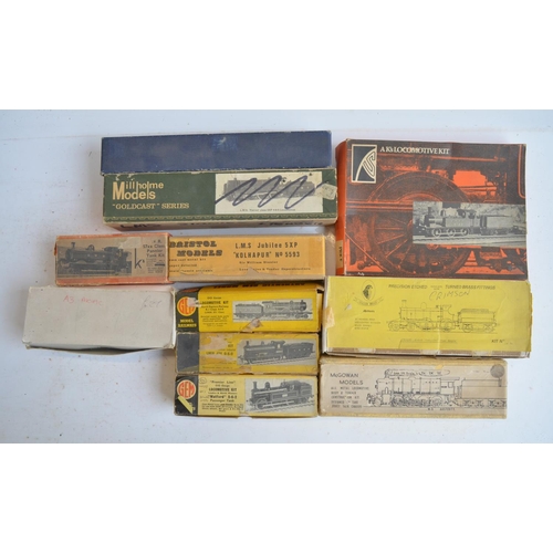 54 - Collection of unbuilt OO gauge white metal and brass steam locomotive kits and parts from McGowan Mo... 