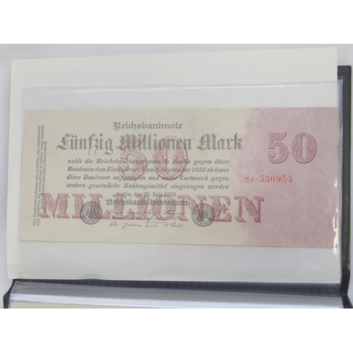 220 - Two Folders containing mixed European bank notes, predominantly German (Approx. 190 bank notes)