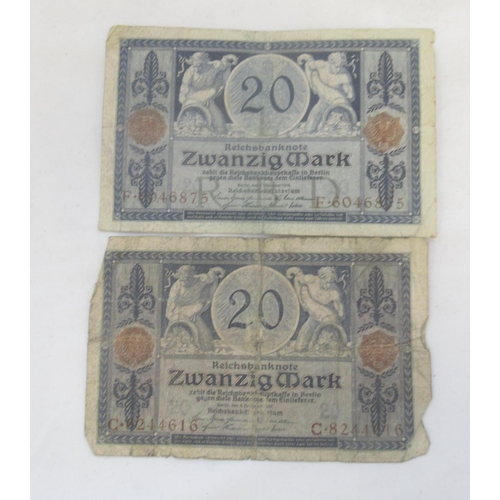 220 - Two Folders containing mixed European bank notes, predominantly German (Approx. 190 bank notes)