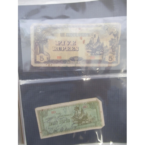 221 - Two folders containing American and other banknotes, to inc. 24 replica Confederate states banknotes... 