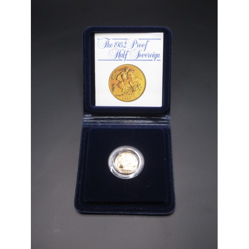 212 - 1982 Proof Half-Sovereign, in leather case and encapsulated