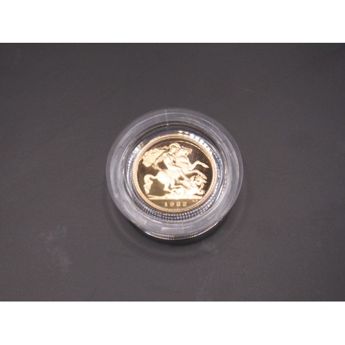 212 - 1982 Proof Half-Sovereign, in leather case and encapsulated