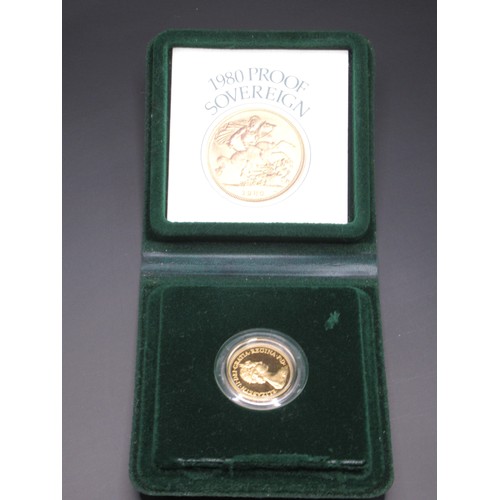 213 - Royal Mint - 1980 Proof Sovereign, in leather case and encapsulated