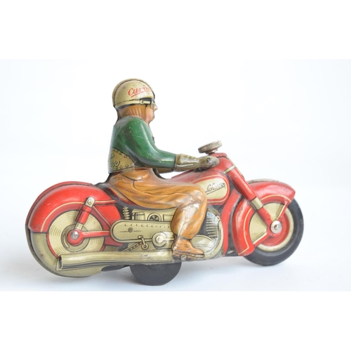 76 - Vintage Schuco Curvo 1000 clockwork litho printed tinplate motorbike model in working order, late 19... 