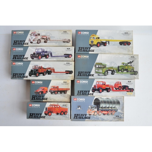 79 - Nine boxed 1/50 scale limited edition diecast Heavy Haulage series models from Corgi to include 1280... 