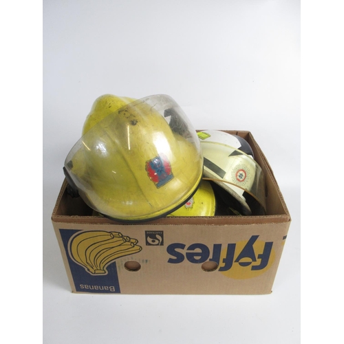 279B - WITHDRAWN - Four Irish vintage firefighter helmets of various styles and eras, including a c1994 Cai... 