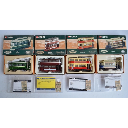 89 - Fifteen boxed Corgi diecast tram models, all appear in at least near mint condition with one excepti... 