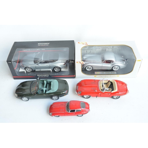 96 - Collection of boxed and unboxed diecast Jaguar model cars to include a boxed Minichamps 1/18 scale J... 