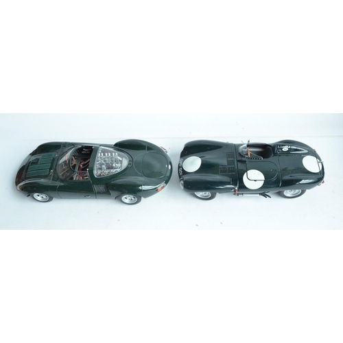 97 - Collection of unboxed 1/18 scale Jaguar car models by Autoart to include an XJ13 (bonnet appears stu... 