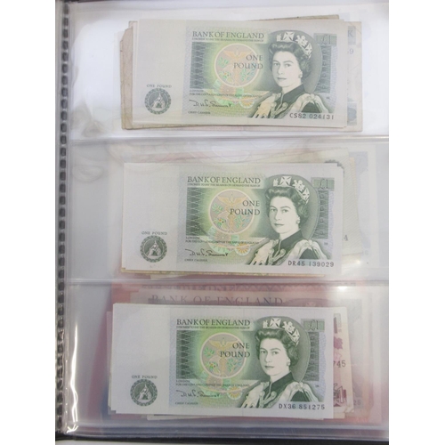 224 - Folder containing British and other banknotes to inc. MGM Studios reproduction £5 note, East African... 