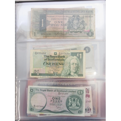 224 - Folder containing British and other banknotes to inc. MGM Studios reproduction £5 note, East African... 