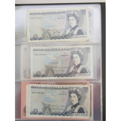 224 - Folder containing British and other banknotes to inc. MGM Studios reproduction £5 note, East African... 