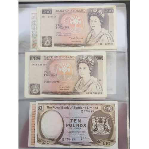 224 - Folder containing British and other banknotes to inc. MGM Studios reproduction £5 note, East African... 