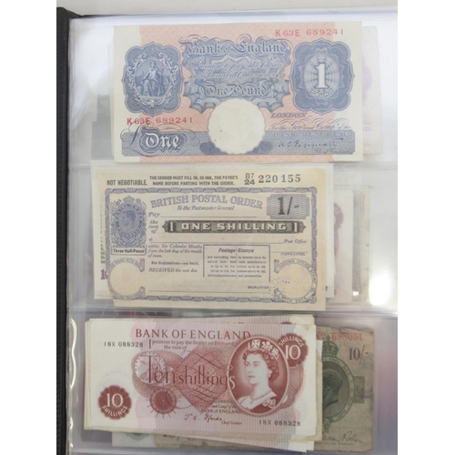 224 - Folder containing British and other banknotes to inc. MGM Studios reproduction £5 note, East African... 