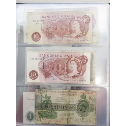 224 - Folder containing British and other banknotes to inc. MGM Studios reproduction £5 note, East African... 