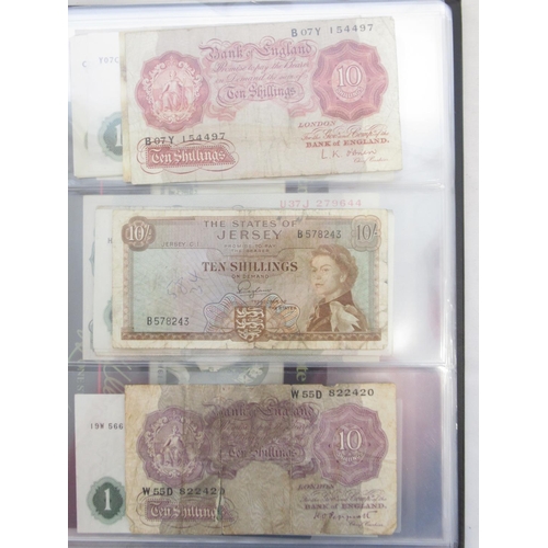 224 - Folder containing British and other banknotes to inc. MGM Studios reproduction £5 note, East African... 