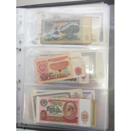 225 - Folder containing assorted collection of banknotes from Russia, Yugoslavia, etc. (approx. 193)