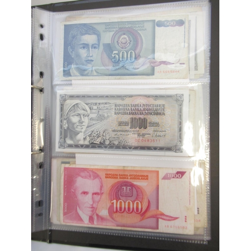 225 - Folder containing assorted collection of banknotes from Russia, Yugoslavia, etc. (approx. 193)