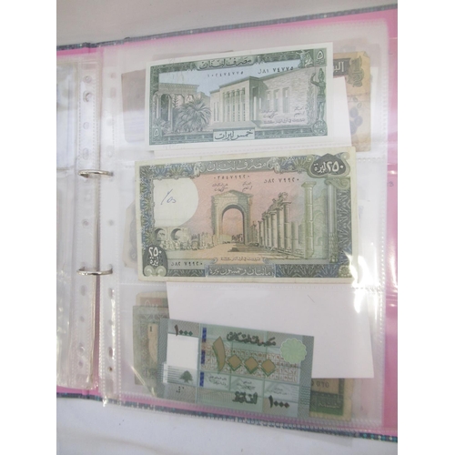 227 - Two folders containing mixed collection of International banknotes to inc. Mongolia, Moldova, Bosnia... 