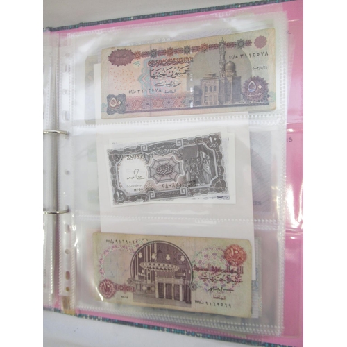 227 - Two folders containing mixed collection of International banknotes to inc. Mongolia, Moldova, Bosnia... 