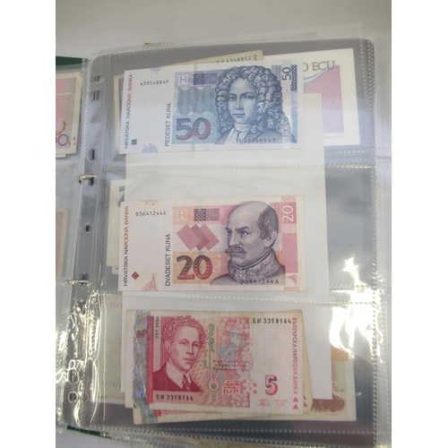 222 - Folder cont. large collection of European banknotes from Greece, France, Cyprus, Portugal, Italy, Ro... 