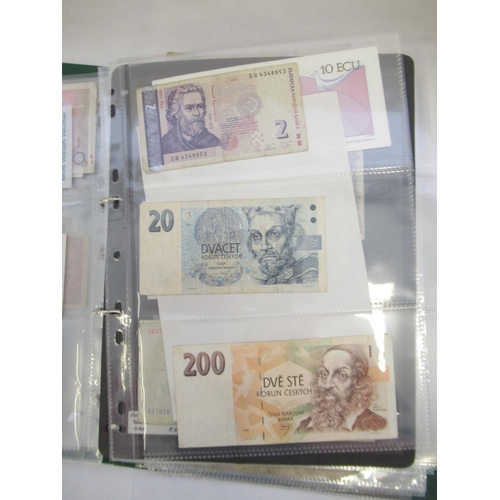 222 - Folder cont. large collection of European banknotes from Greece, France, Cyprus, Portugal, Italy, Ro... 