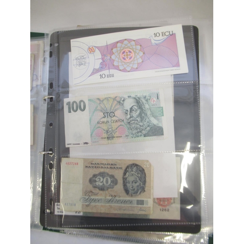 222 - Folder cont. large collection of European banknotes from Greece, France, Cyprus, Portugal, Italy, Ro... 