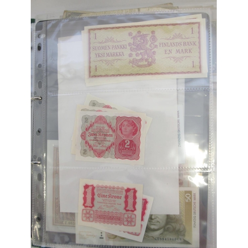 222 - Folder cont. large collection of European banknotes from Greece, France, Cyprus, Portugal, Italy, Ro... 