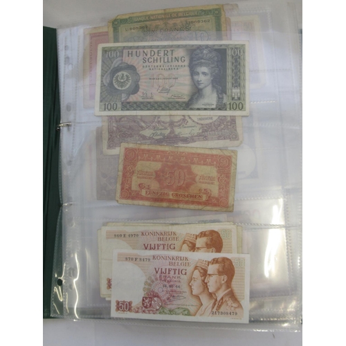 222 - Folder cont. large collection of European banknotes from Greece, France, Cyprus, Portugal, Italy, Ro... 