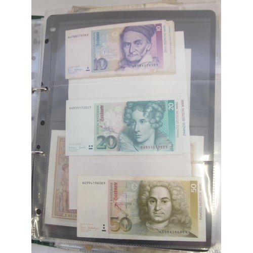 222 - Folder cont. large collection of European banknotes from Greece, France, Cyprus, Portugal, Italy, Ro... 